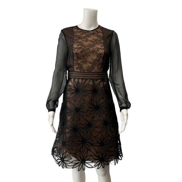 $2530 VALENTINO Spring 2011 Black Silk Sheer Lace Short Dress size 6 AS IS - Picture 3 of 15